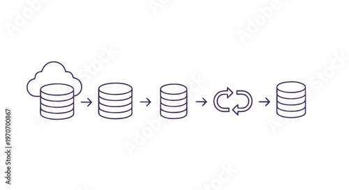 Database Synchronization - Cloud Data Transfer and Data Replication Process.
