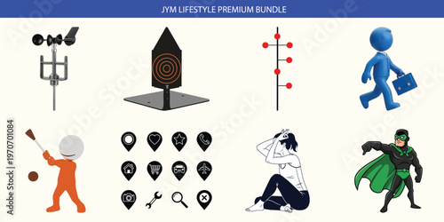 A collection of icons and characters for jml lifestyle premium bundle