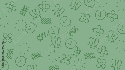 Sage green background with various shapes doodle design. Suitable for presentations, social media graphics, stationery, and website backgrounds.