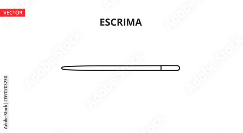 Escrima stick weapon, Filipino martial arts, Kali stick fighting, training equipment, vector illustration