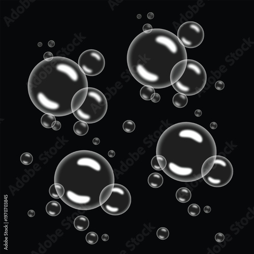 Floating water bubbles a stunning black and white display of spherical reflections