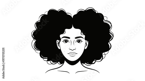 A captivating black silhouette portrait of a woman with voluminous, naturally curly hair.
