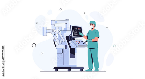 Surgeon operating robotic surgical system in modern operating room