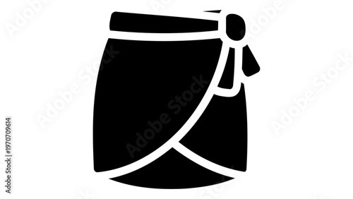 Wrap skirt tie icon, vector illustration of adjustable skirt with wrap closure and side tie