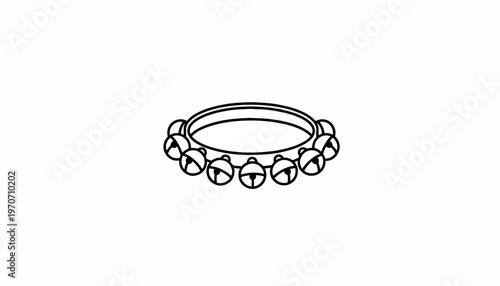 Christmas Jingle Bells Bracelet Icon - Simple Line Art Illustration