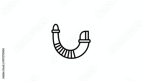 Curved Horn Icon: Ancient Musical Instrument Silhouette, Simple Line Art