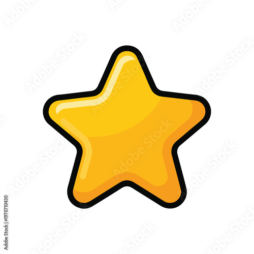 A shiny yellow star with a black outline