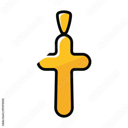 A shiny yellow cross pendant