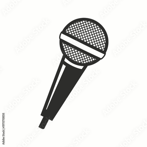 Flat minimalist icon of a microphone, representing audio, music, and performance concepts