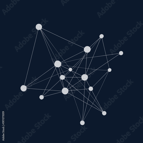 Abstract network of interconnected points and lines, representing digital connections and data flow