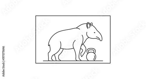 Tapir with Kettlebell, Funny Animal Workout, Strength Training Concept