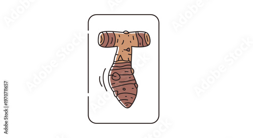 Taro Root Vegetable, Hand-Drawn Illustration, Healthy Food Concept