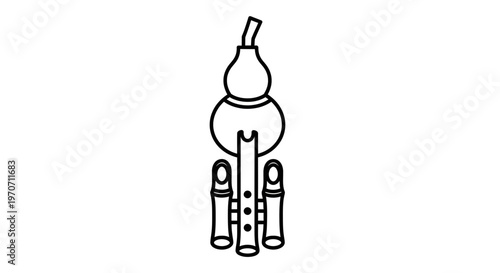 Traditional Chinese Gourd Wind Instrument - Simple Line Art Icon