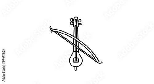 Traditional Stringed Instrument with Bow Icon, Music and Art Symbol