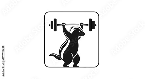 Strong Badger Lifting Weights, Fitness Animal Mascot, Gym Workout Icon