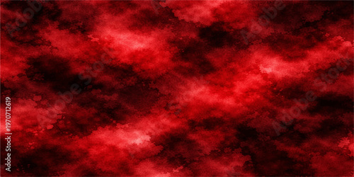 Abstract red grunge background features a dark fire explosion with smoke and orange flame patterns across a textured galaxy sky backdrop