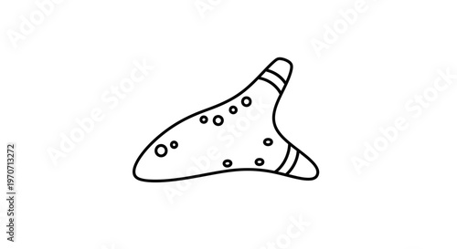 Simple Ocarina Flute Outline Drawing, Musical Instrument Icon