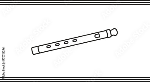 Simple outline drawing of a tin whistle, a traditional Irish flute, on a white background.