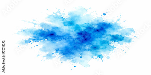 Abstract watercolor and grunge background design featuring colorful ink splashes and artistic paint splatters on a textured blue brush stroke pattern illustration
