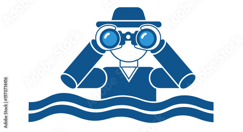Man Wearing Binoculars Underwater.