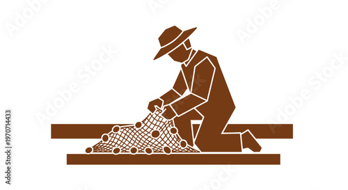 Man sorting through a pile.