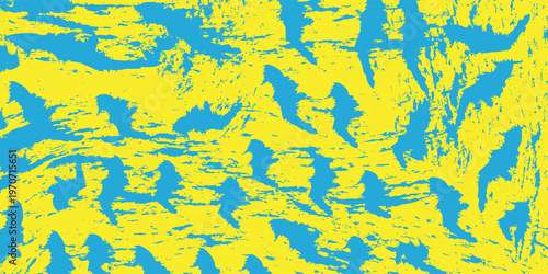 Abstract silhouette pattern in bright yellow and sky blue eps 10