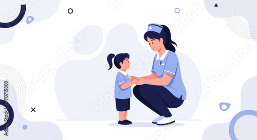 Nurse Comforts Child, Healthcare, Caring, Medical Assistance, Pediatric Care