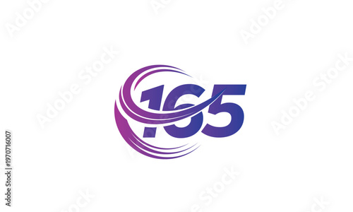 165 Number Logo Design with Purple Gradient Swirl Circle