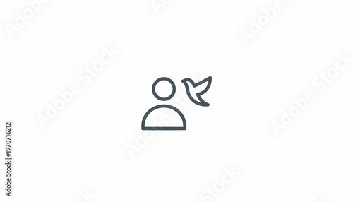 Person Icon with Bird Symbolizing Freedom, Communication, and Connection