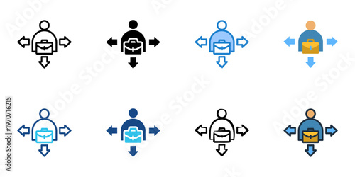 Career decision icons set multiple style collection. Editable stroke 

