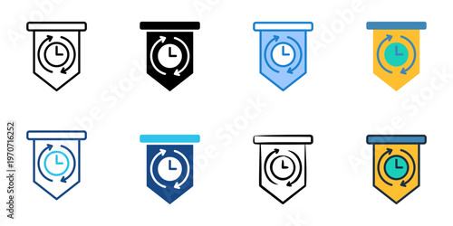 Full time offer icons set multiple style collection. Editable stroke 
