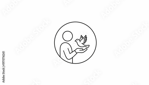 Person releasing a bird into the sky, symbol of freedom, hope, and peace