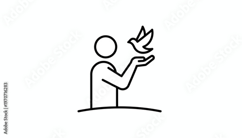 Person releasing a bird, symbol of freedom, hope, and peace
