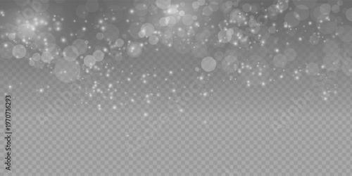 Christmas snowflakes and transparent back ground. Heavy snovfall, snovflakes in different shapes and forms.