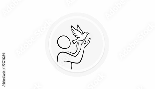 Person releasing a bird, symbol of freedom, hope, and peace