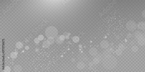 Christmas snowflakes and transparent back ground. Heavy snovfall, snovflakes in different shapes and forms.