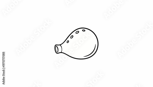 Ocarina musical instrument, wind instrument, simple line drawing, isolated on white background
