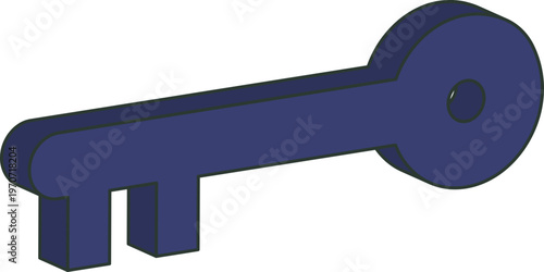 3D Blue Key Symbolizing Solution Access and Security