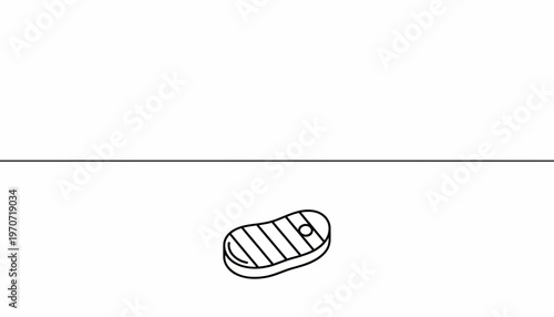 Simple Line Drawing of a Steak on White Background