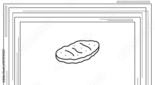Simple Line Drawing of a Steak or Meat Cut on White Background