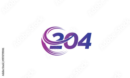 204 Number Logo Design with Purple Gradient Swirl Circle