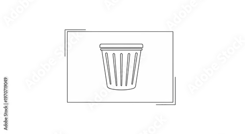 Simple Line Drawing of a Trash Can or Waste Bin