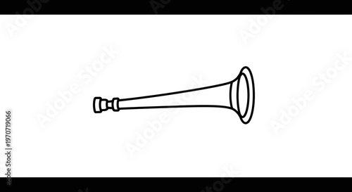 Simple Line Drawing of a Trumpet on White Background