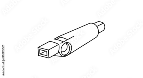 Simple Line Drawing of a USB Flash Drive with a Rectangular Connector