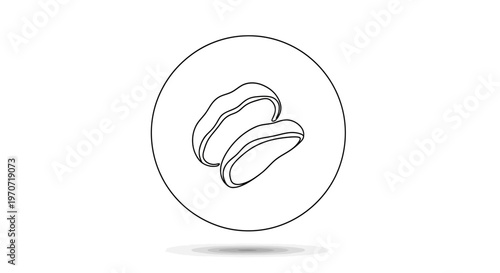 Simple Line Drawing of Two Slices of Ginger Root in a Circle