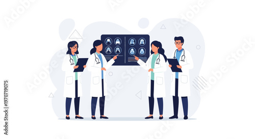 Medical Team Discussing X-rays on a Screen