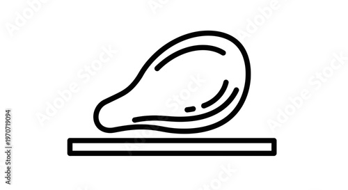 Simple Line Icon of a Cooked Chicken Leg on a Plate