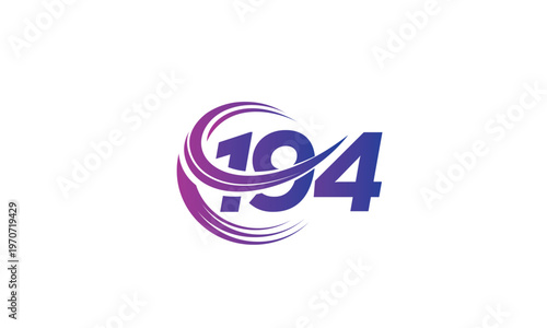 194 Number Logo Design with Purple Gradient Swirl Circle