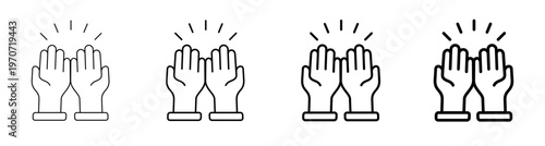 Praying Hands Line Art Icon Vector Illustration