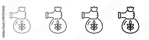 Charity Donation and Zakat Icon Line Art Vector Illustration